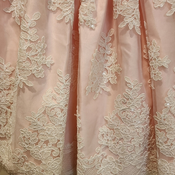 American Princess Pink Lace Flower Girl Dress with White Accents Size 5 - Picture 5 of 10